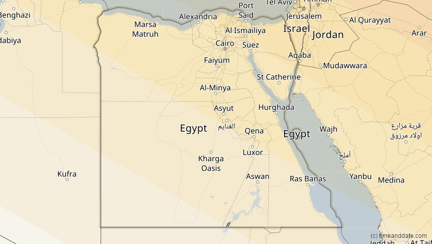 A map of Ägypten, showing the path of the 11. Jun 2048 Ringförmige Sonnenfinsternis