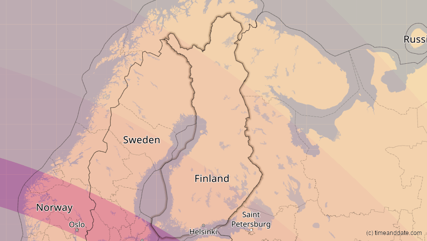 A map of Finnland, showing the path of the 11. Jun 2048 Ringförmige Sonnenfinsternis