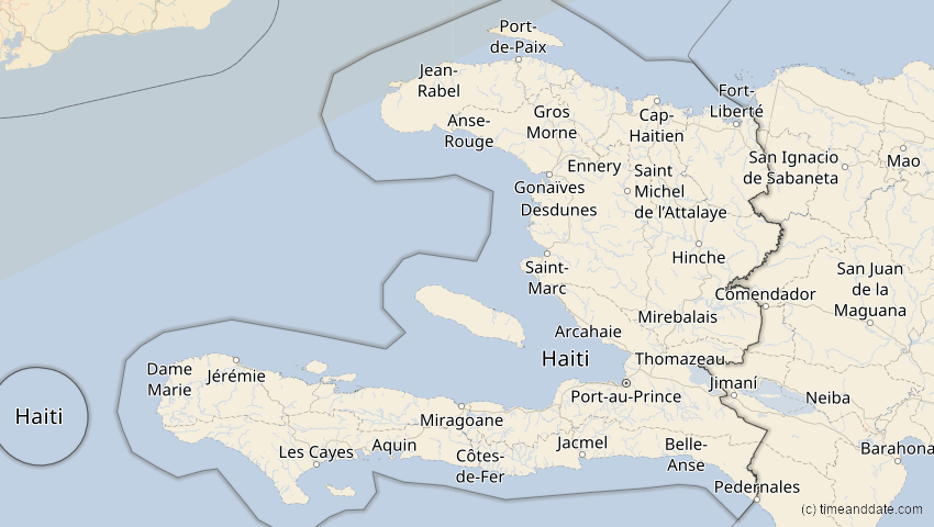 A map of Haiti, showing the path of the 11. Jun 2048 Ringförmige Sonnenfinsternis