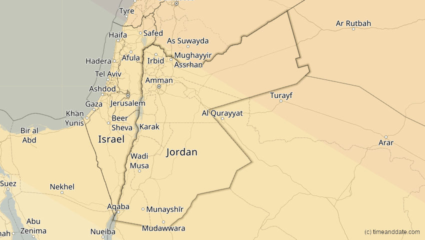 A map of Jordanien, showing the path of the 11. Jun 2048 Ringförmige Sonnenfinsternis