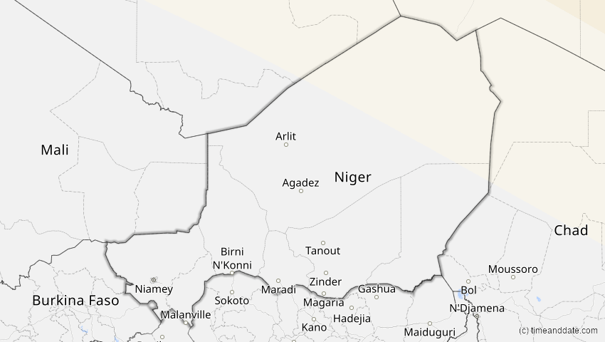 A map of Niger, showing the path of the 11. Jun 2048 Ringförmige Sonnenfinsternis