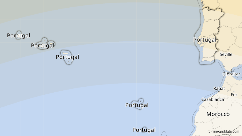 A map of Portugal, showing the path of the 11. Jun 2048 Ringförmige Sonnenfinsternis