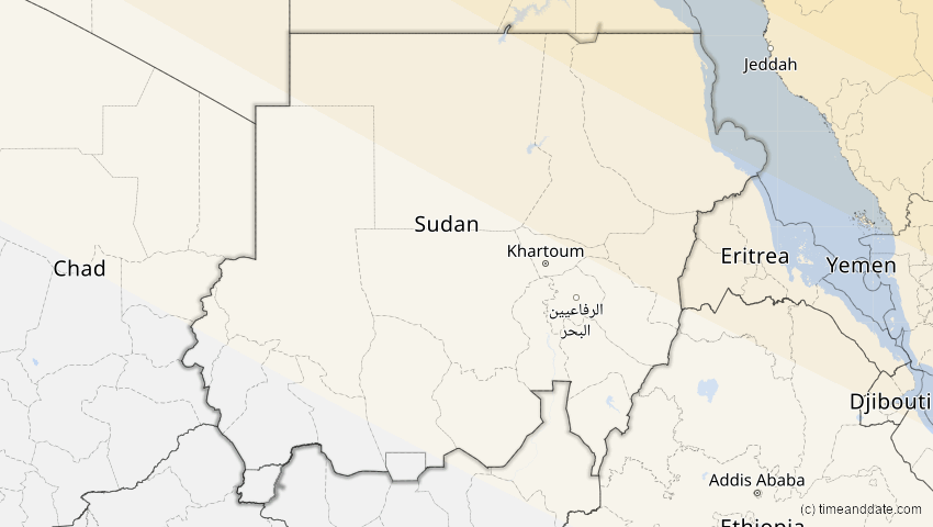 A map of Sudan, showing the path of the 11. Jun 2048 Ringförmige Sonnenfinsternis