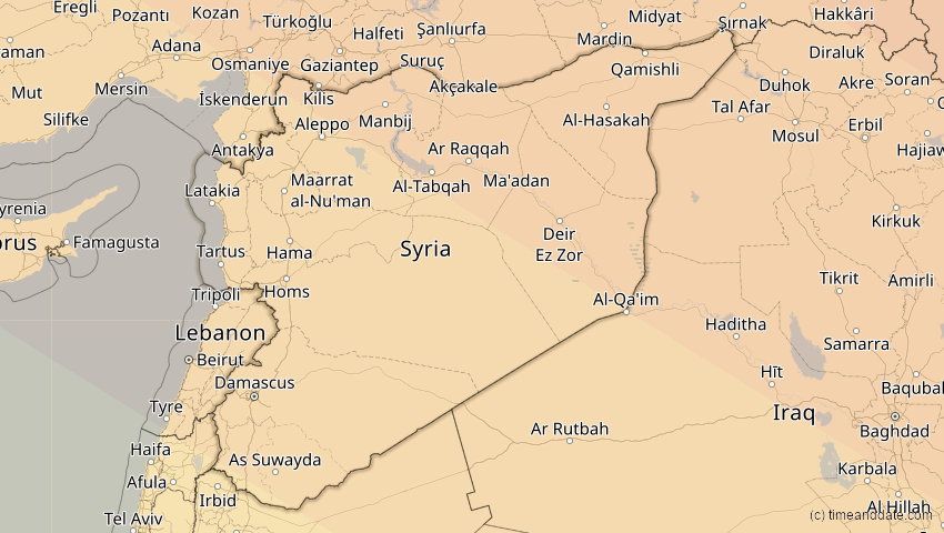 A map of Syrien, showing the path of the 11. Jun 2048 Ringförmige Sonnenfinsternis