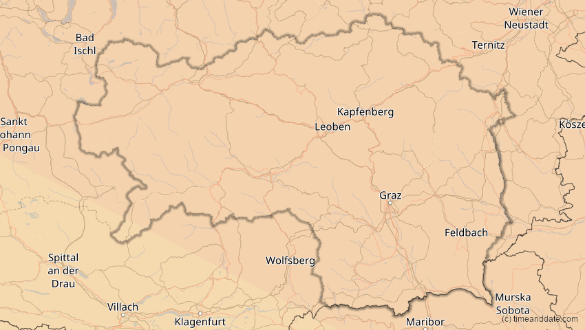A map of Steiermark, Österreich, showing the path of the 11. Jun 2048 Ringförmige Sonnenfinsternis
