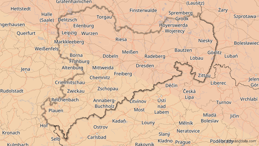 A map of Sachsen, Deutschland, showing the path of the 11. Jun 2048 Ringförmige Sonnenfinsternis
