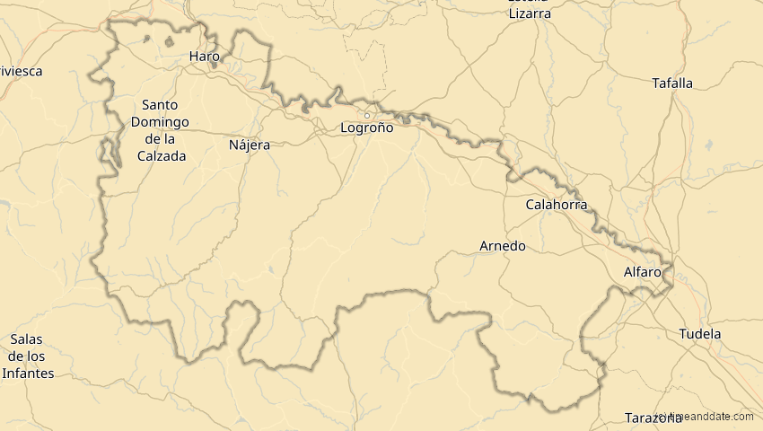 A map of Rioja, Spanien, showing the path of the 11. Jun 2048 Ringförmige Sonnenfinsternis
