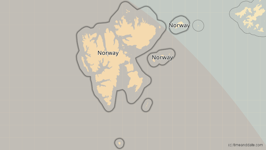 A map of Spitzbergen, Norwegen, showing the path of the 11. Jun 2048 Ringförmige Sonnenfinsternis