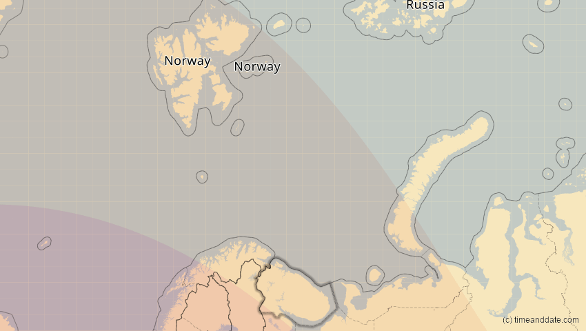 A map of Murmansk, Russland, showing the path of the 11. Jun 2048 Ringförmige Sonnenfinsternis