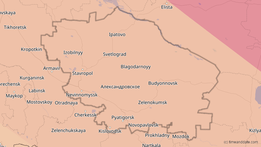 A map of Stawropol, Russland, showing the path of the 11. Jun 2048 Ringförmige Sonnenfinsternis