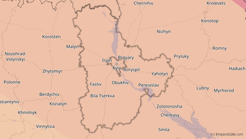 A map of Kiew, Ukraine, showing the path of the 11. Jun 2048 Ringförmige Sonnenfinsternis