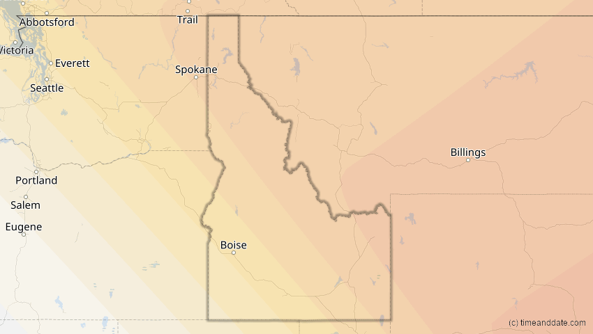 A map of Idaho, USA, showing the path of the 11. Jun 2048 Ringförmige Sonnenfinsternis