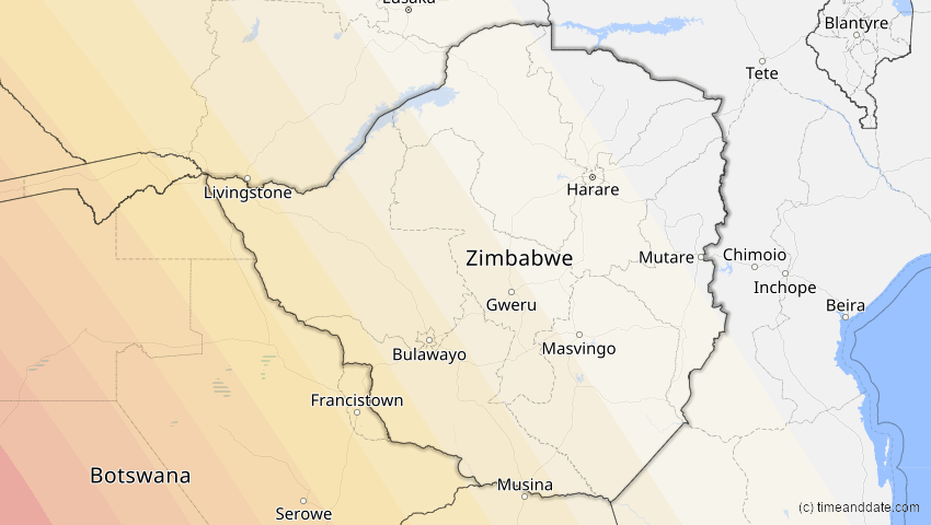 A map of Simbabwe, showing the path of the 5. Dez 2048 Totale Sonnenfinsternis