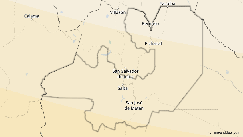 A map of Salta, Argentinien, showing the path of the 5. Dez 2048 Totale Sonnenfinsternis