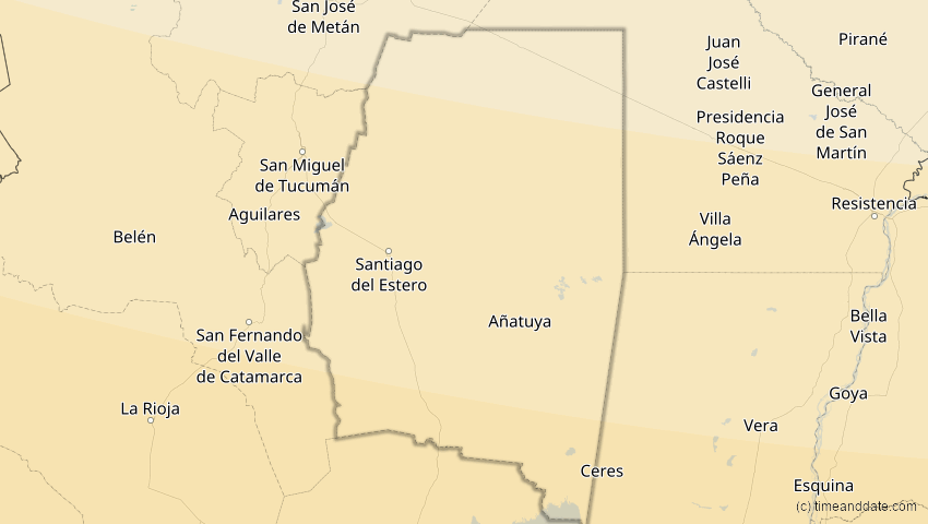 A map of Santiago del Estero, Argentinien, showing the path of the 5. Dez 2048 Totale Sonnenfinsternis