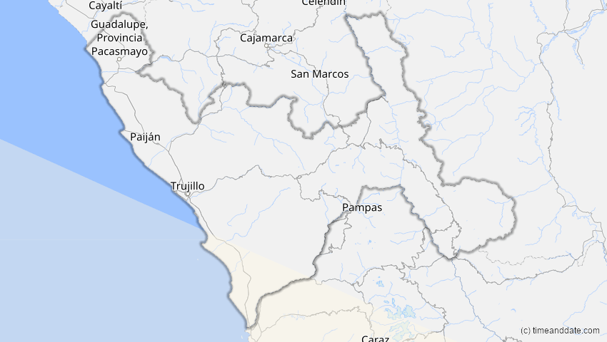 A map of La Libertad, Peru, showing the path of the 5. Dez 2048 Totale Sonnenfinsternis