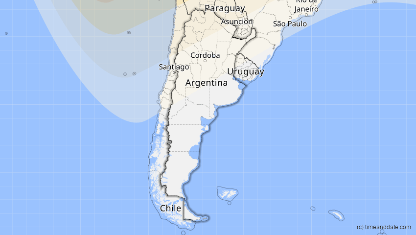 A map of Argentinien, showing the path of the 31. Mai 2049 Ringförmige Sonnenfinsternis
