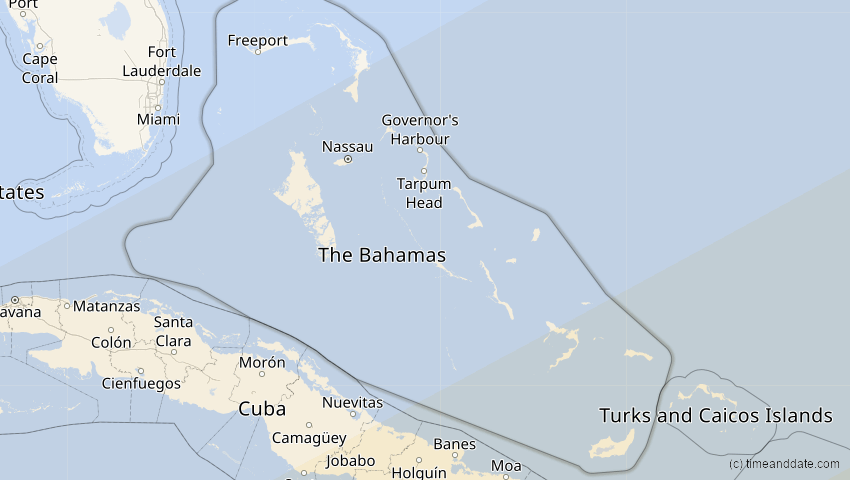 A map of Bahamas, showing the path of the 31. Mai 2049 Ringförmige Sonnenfinsternis