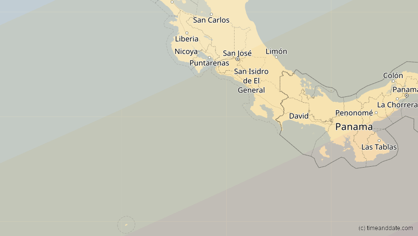 A map of Costa Rica, showing the path of the 31. Mai 2049 Ringförmige Sonnenfinsternis