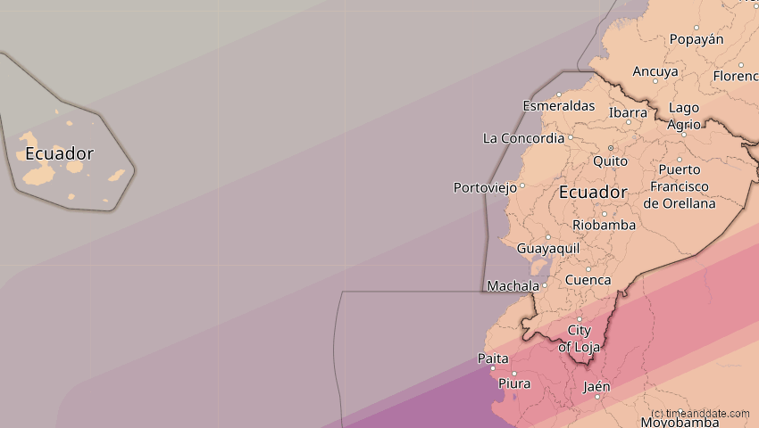 A map of Ecuador, showing the path of the 31. Mai 2049 Ringförmige Sonnenfinsternis