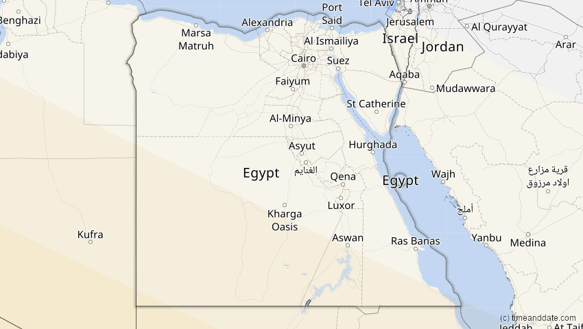 A map of Ägypten, showing the path of the 31. Mai 2049 Ringförmige Sonnenfinsternis