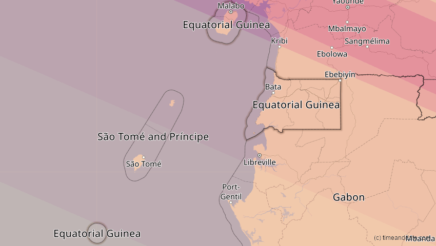 A map of Äquatorialguinea, showing the path of the 31. Mai 2049 Ringförmige Sonnenfinsternis