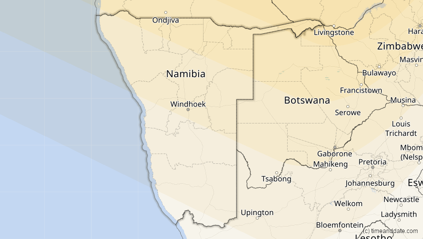 A map of Namibia, showing the path of the 31. Mai 2049 Ringförmige Sonnenfinsternis