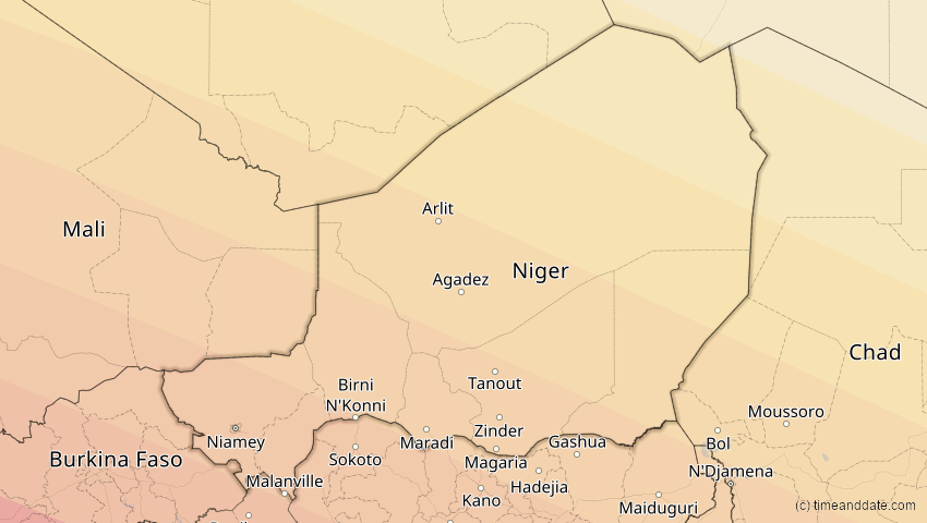 A map of Niger, showing the path of the 31. Mai 2049 Ringförmige Sonnenfinsternis