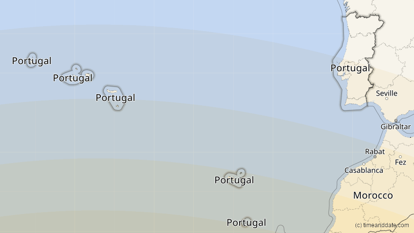 A map of Portugal, showing the path of the 31. Mai 2049 Ringförmige Sonnenfinsternis