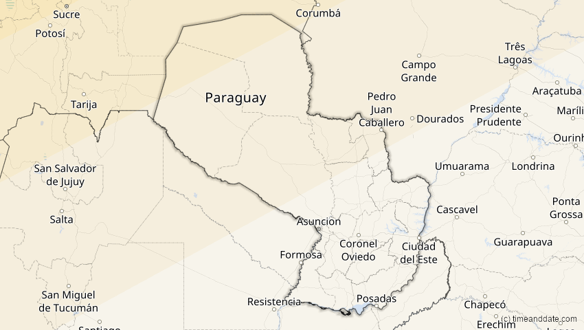 A map of Paraguay, showing the path of the 31. Mai 2049 Ringförmige Sonnenfinsternis
