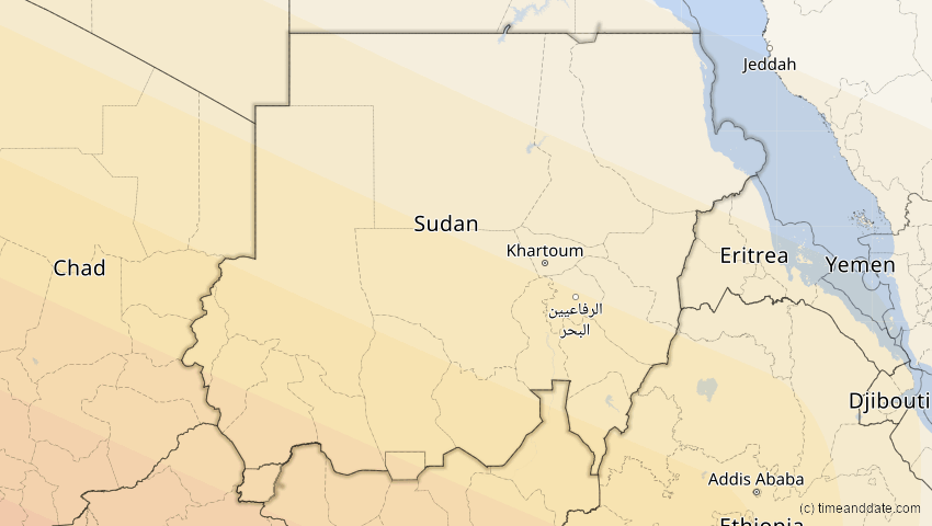 A map of Sudan, showing the path of the 31. Mai 2049 Ringförmige Sonnenfinsternis