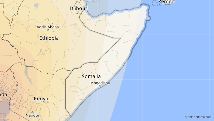 A map of Somalia, showing the path of the 31. Mai 2049 Ringförmige Sonnenfinsternis