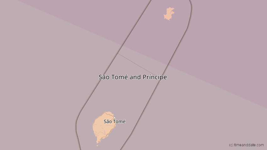 A map of São Tomé und Príncipe, showing the path of the 31. Mai 2049 Ringförmige Sonnenfinsternis