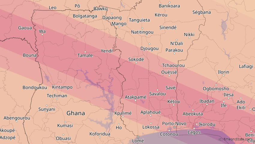 A map of Togo, showing the path of the 31. Mai 2049 Ringförmige Sonnenfinsternis