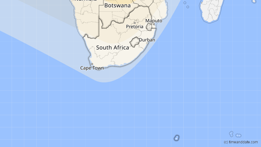 A map of Südafrika, showing the path of the 31. Mai 2049 Ringförmige Sonnenfinsternis