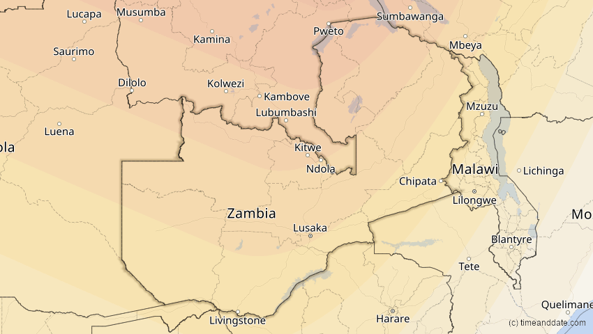 A map of Sambia, showing the path of the 31. Mai 2049 Ringförmige Sonnenfinsternis