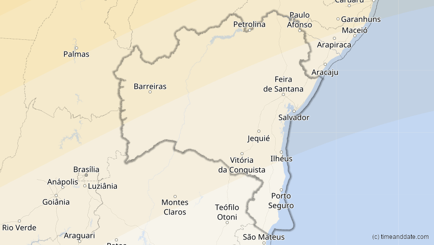 A map of Bahia, Brasilien, showing the path of the 31. Mai 2049 Ringförmige Sonnenfinsternis