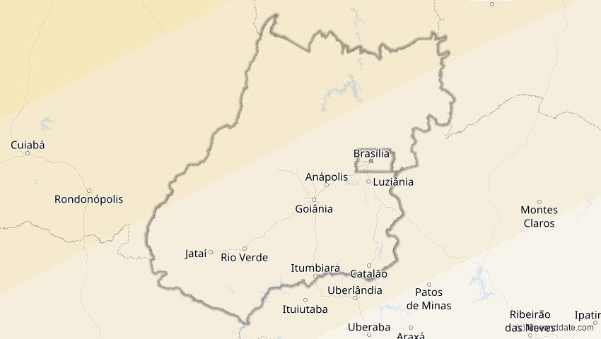 A map of Goiás, Brasilien, showing the path of the 31. Mai 2049 Ringförmige Sonnenfinsternis