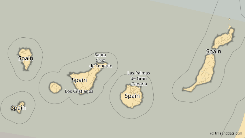A map of Kanarische Inseln, Spanien, showing the path of the 31. Mai 2049 Ringförmige Sonnenfinsternis