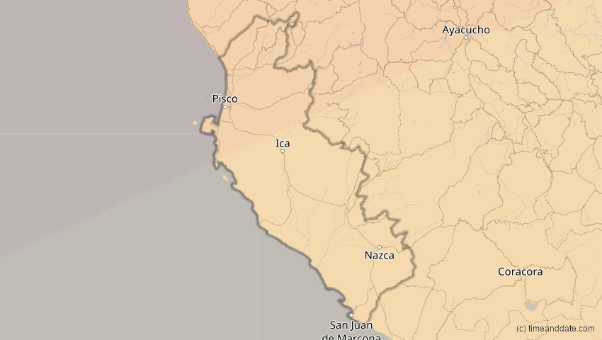 A map of Ica, Peru, showing the path of the 31. Mai 2049 Ringförmige Sonnenfinsternis