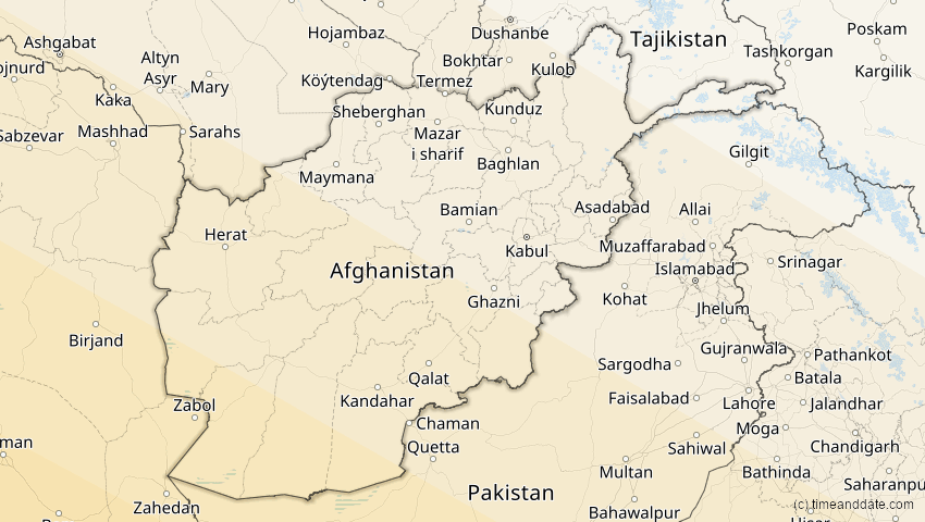 A map of Afghanistan, showing the path of the 25. Nov 2049 Totale Sonnenfinsternis