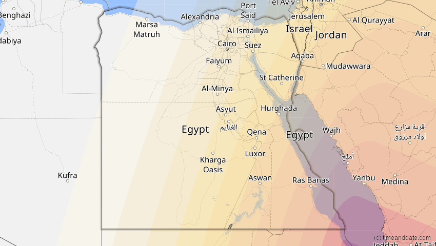 A map of Ägypten, showing the path of the 25. Nov 2049 Totale Sonnenfinsternis