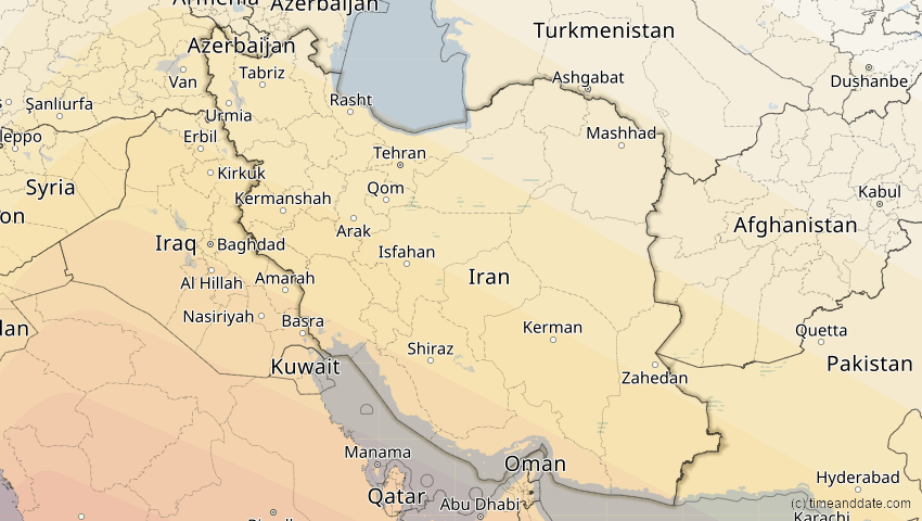 A map of Iran, showing the path of the 25. Nov 2049 Totale Sonnenfinsternis