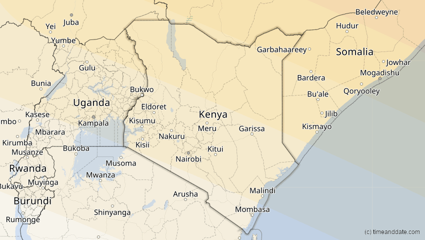A map of Kenia, showing the path of the 25. Nov 2049 Totale Sonnenfinsternis