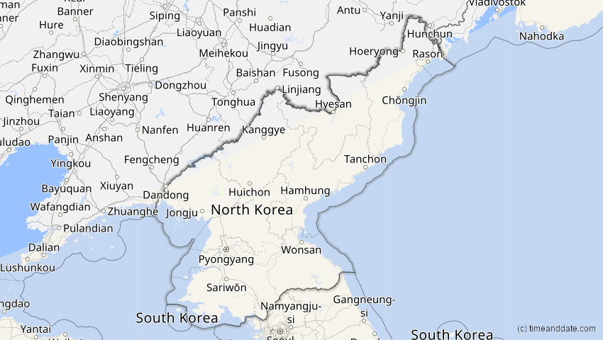 A map of Nordkorea, showing the path of the 25. Nov 2049 Totale Sonnenfinsternis