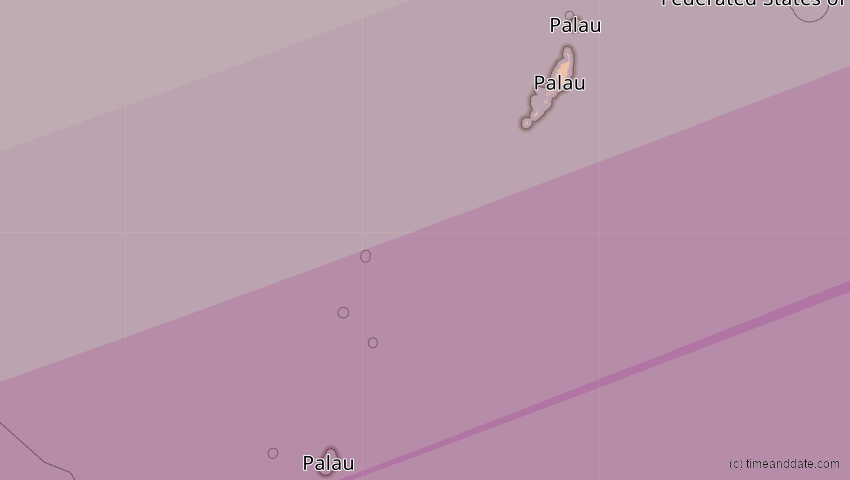 A map of Palau, showing the path of the 25. Nov 2049 Totale Sonnenfinsternis