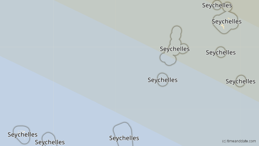 A map of Seychellen, showing the path of the 25. Nov 2049 Totale Sonnenfinsternis