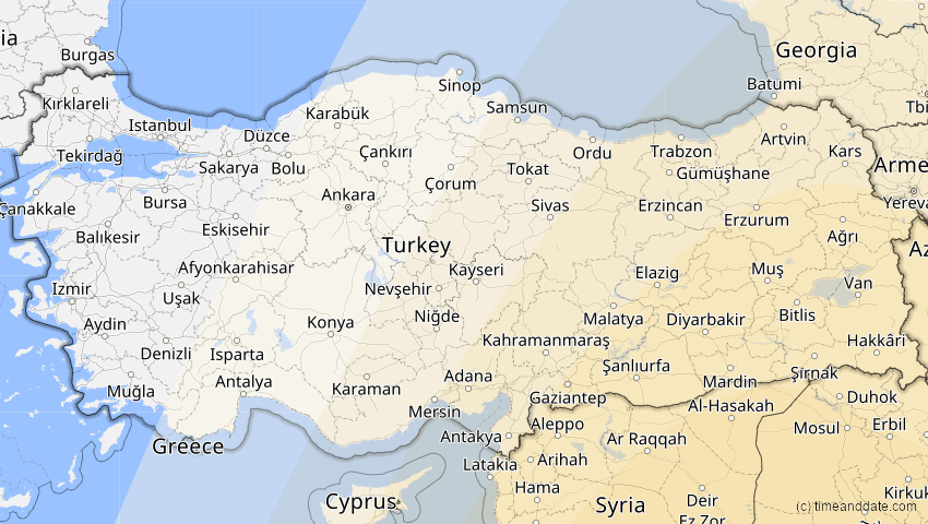 A map of Türkei, showing the path of the 25. Nov 2049 Totale Sonnenfinsternis