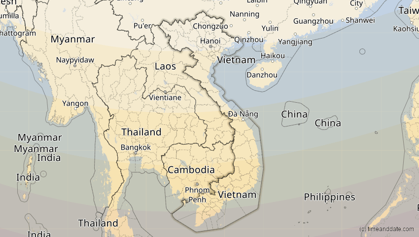A map of Vietnam, showing the path of the 25. Nov 2049 Totale Sonnenfinsternis