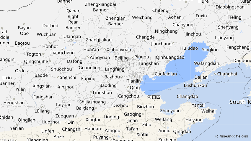 A map of Hebei, China, showing the path of the 25. Nov 2049 Totale Sonnenfinsternis